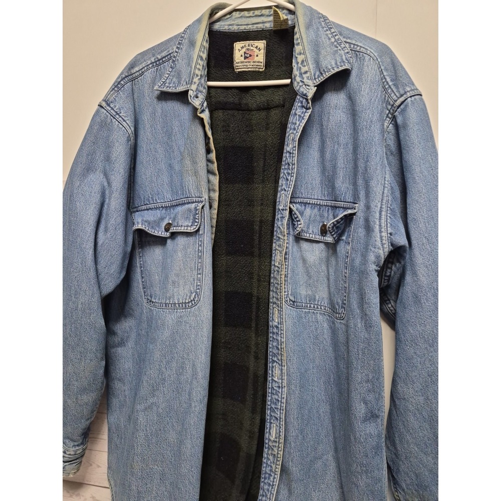 American Blue Denim Jacket Size Large Fleece Lined
